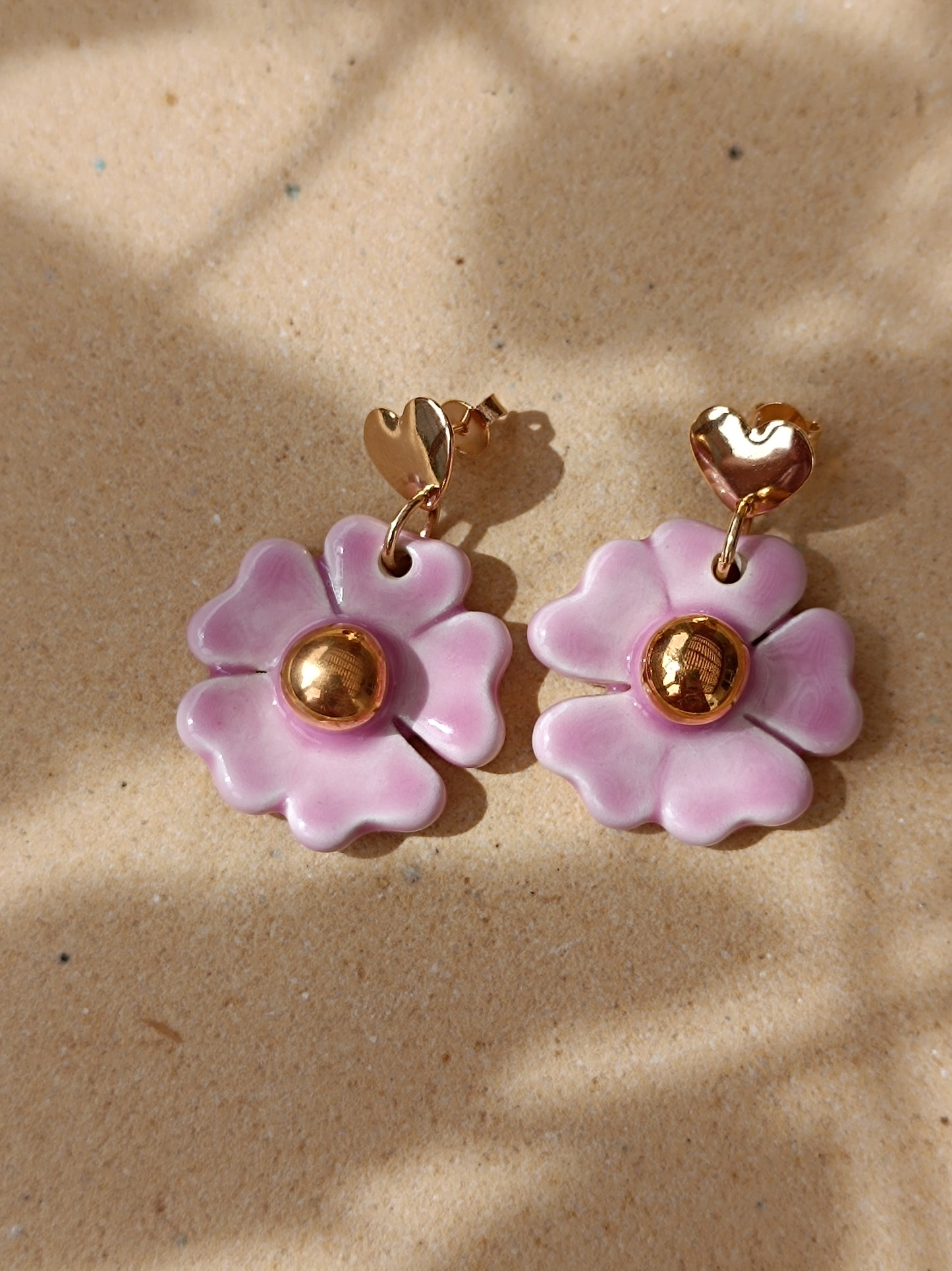 Aritos Flor - Base Corazón