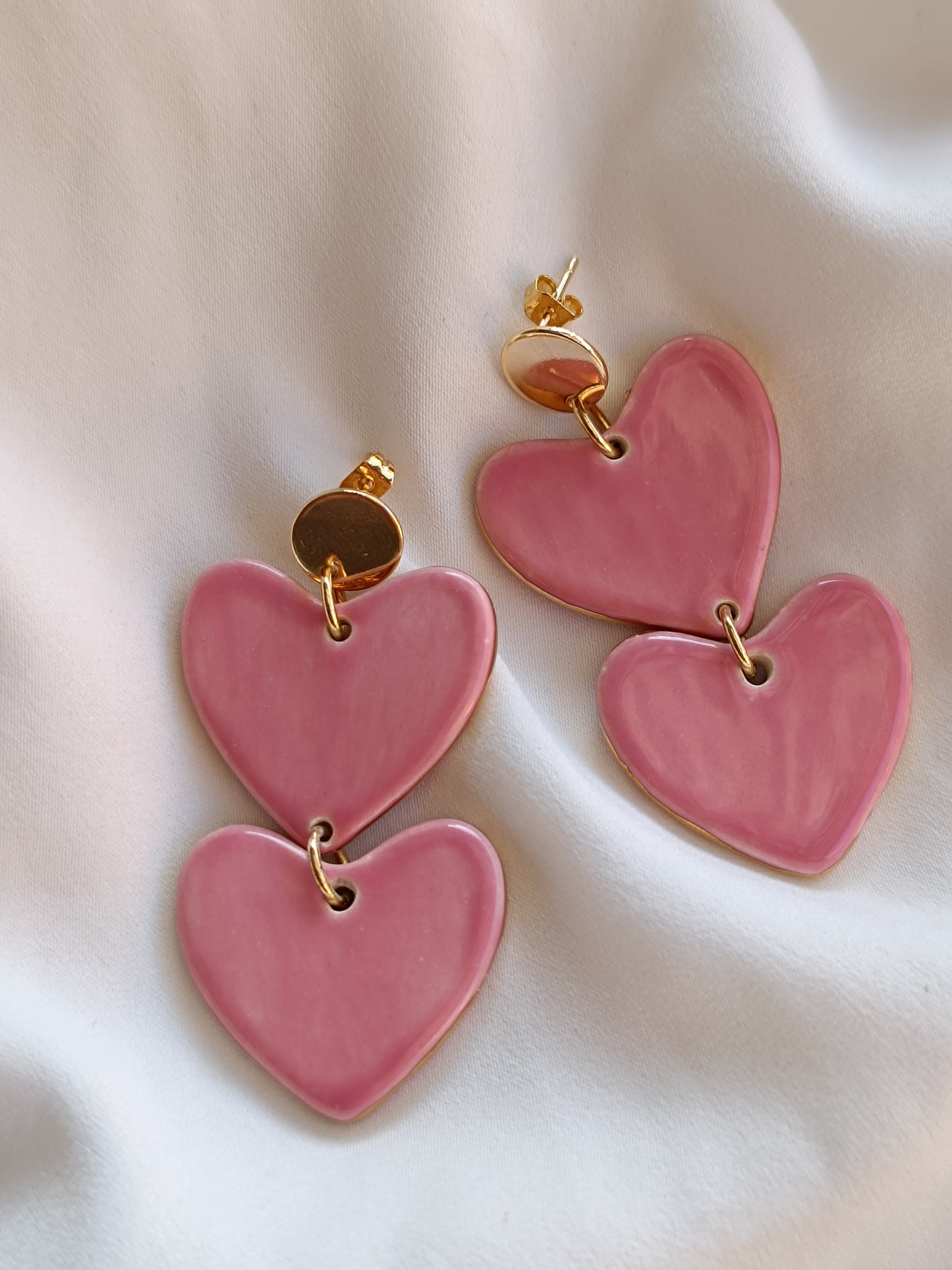Aritos Doble Corazón - Base Circular