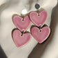 Aritos Doble Corazón - Base Circular Plata