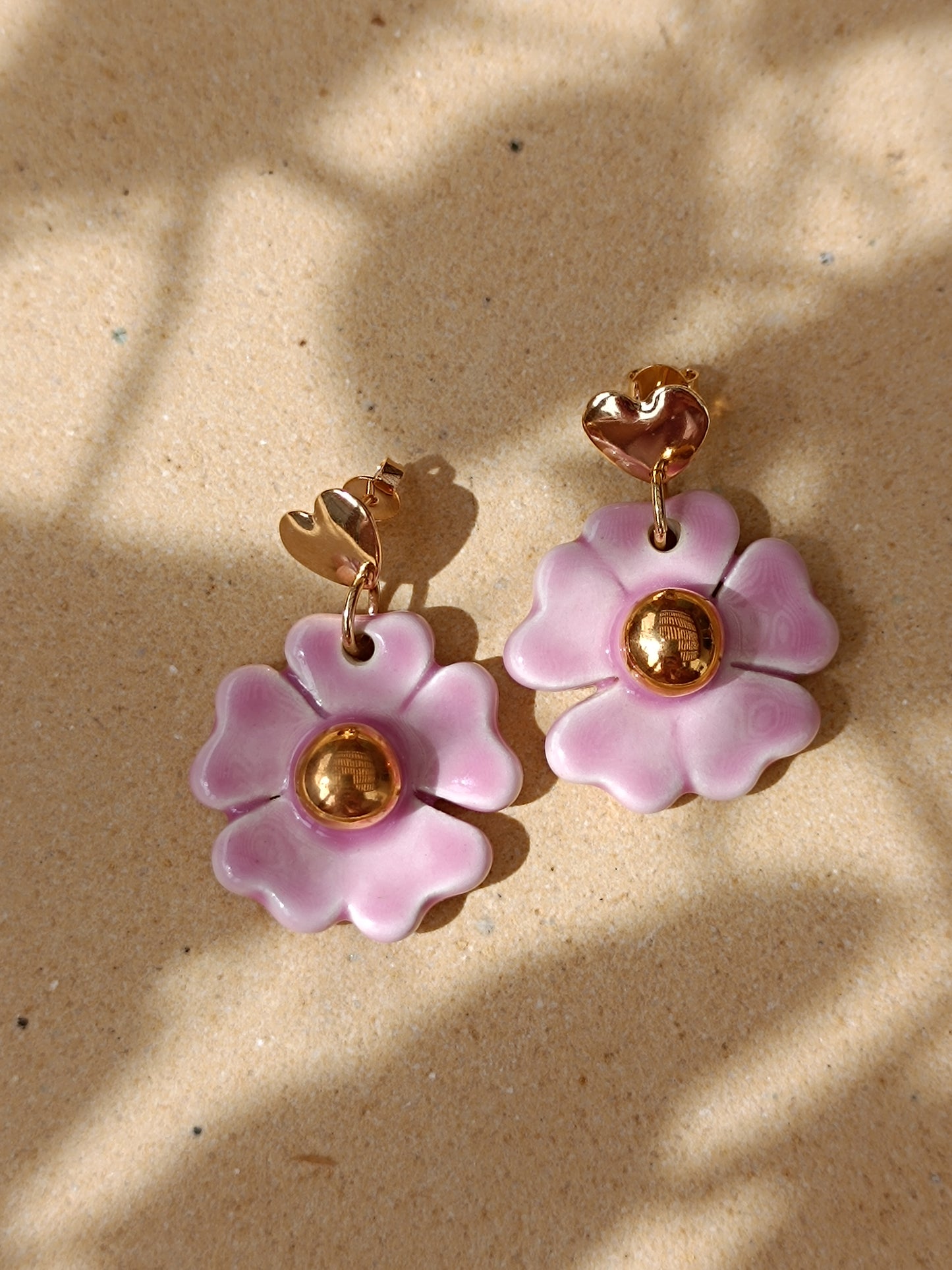 Aritos Flor - Base Corazón