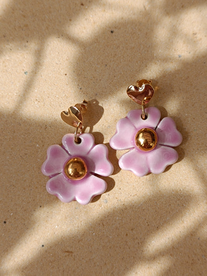 Aritos Flor - Base Corazón