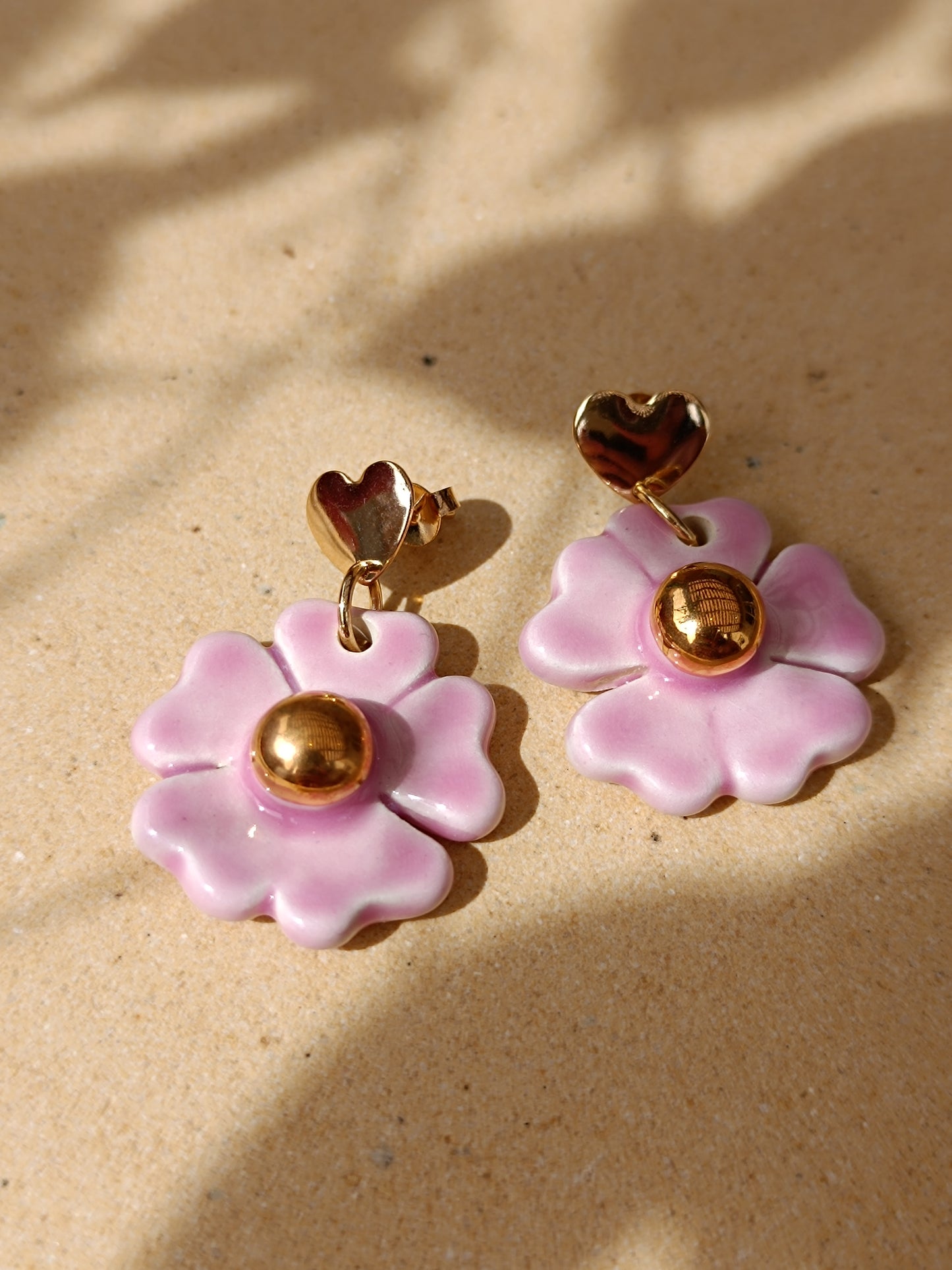 Aritos Flor - Base Corazón